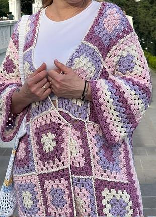 Кардиган вʼязаний бабусин квадрат гачком літній кардигани літні вязані бабушкин квадрат крючком