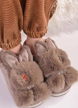 Тапочки меховые детские / khaki
