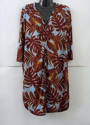 Женское платье туника h&m, нарядное, на каждый день, рубашка,блузка, платье, платье,сарафан, листья,офисная