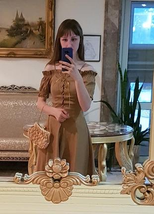 Cat orange сукня жіноча темно бежева золотиста шнурківка хс ххс випускна вечірня