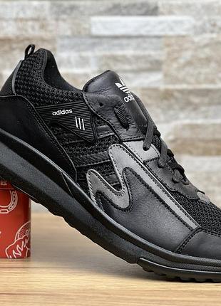 Летние кроссовки adidas victory black кожа нубук сетка3 фото
