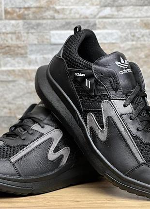 Летние кроссовки adidas victory black кожа нубук сетка4 фото