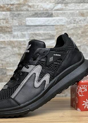 Летние кроссовки adidas victory black кожа нубук сетка5 фото
