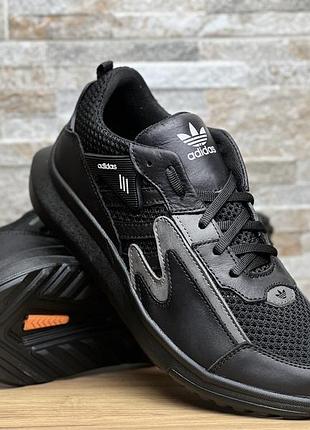Летние кроссовки adidas victory black кожа нубук сетка8 фото