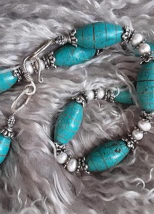 Вінтажне намисто бірюза і перли