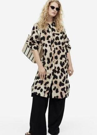 H&m леопардова сукня плаття сорочка леопардовое платье рубашка
