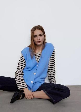 Zara небесно-блакитний жилет крою оверсайз