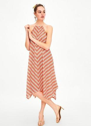 Zara сарафан в смужку на бретелях