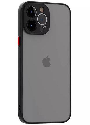 Матовый противоударный чехол для iphone 13 pro (чёрный)
