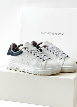 Кросівки emporio armani leather sneakers with high rubber outsole
