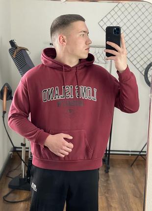 Бордове худі primark long island brooklyn, з принтом, капюшоном, толстовка, кофта