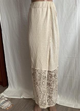Юбка вязаная длинная ажурная лен и cotton
