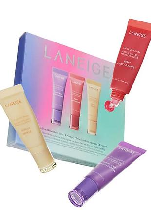 Набір бальзамів для губ сяючих laneige lip glowy balm trio set 3х10 g