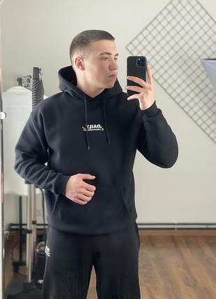 Чорне оверсайз худі smog з принтом, толстовка, кофта, смог