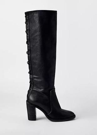 Кожаные сапоги со шнурками kate moss x zara