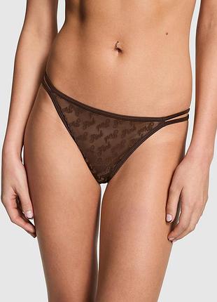 Прозрачные женские трусики с принтом victorias secret pink коричневые qcs48
