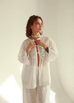 Домашний костюм из гипюра, костюм белый,костюм черный