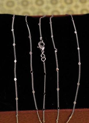 Цепь xuping jewelry панцырная с круглыми вставками 45 см 0,8 мм серебристая