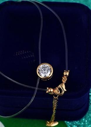 Леска xuping jewelry с кулоном в ободке 9 мм 40 см добавка 5 см золотистая