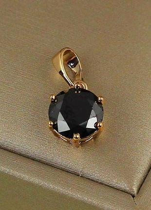 Кулон xuping jewelry черный камень на шесть креплений 8 мм золотистый