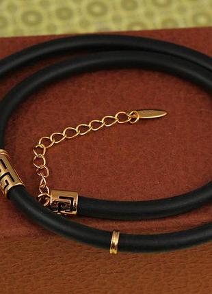 Шнурок каучук xuping jewelry со вставками 45 см 5 мм черный