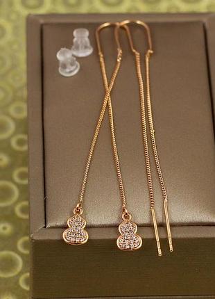 Серьги xuping jewelry продевки снеговик 7.5 см  золотистые