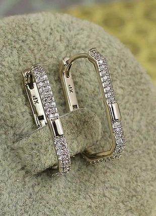 Серьги xuping jewelry квадратная дорожка с прямоугольной вставкой 2.3 см серебристые