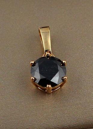 Кулон xuping jewelry черный камень на шесть креплений 8 мм золотистый