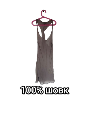 Шовкова майка шовк 100% silk seta seda шовково фірмова натуральний блузка футболка база patrizia pepe коричнева туніка сукня прозора плаття
