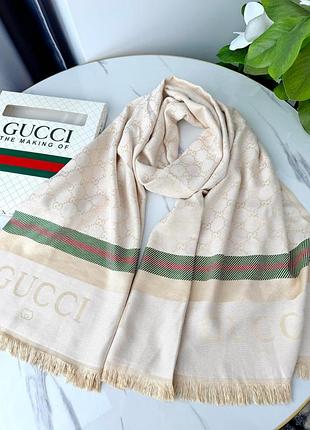 Женский палантин gucci двусторонний в расцветках, палантин гуччи, шарф gucci, шарф гуччи, брендовый шарф