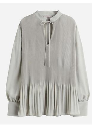 Блузка з плісеровкою жіноча h&m оливковий/сірий