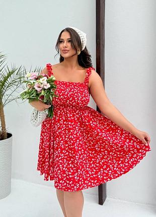 Жіноча коротка сукня у квітковий принт 🌸