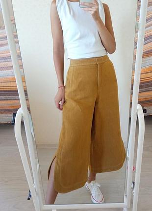 Лляні брюки кюлоти massimo dutti