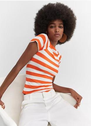 Футболка в полоску mango вискозы s