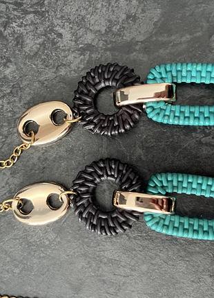 Золоте довге кольє намисто з пластмасовими вставками італія made in italy6 фото