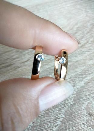 Серьги женские с фианитом подарок позолота украшение