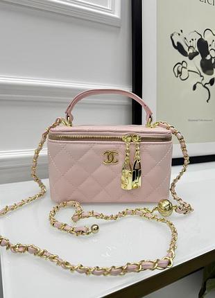 Сумка chanel classic black lambskin  рожевий
