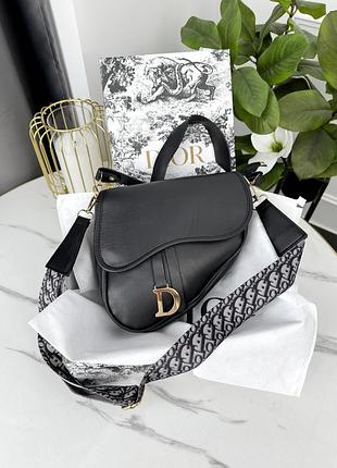 Сумочка dior сідло – в еко шкірі чорний гладкий