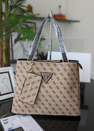 Сумочка guess шопер бежевий