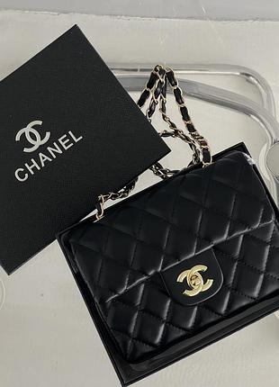 Сумка жіноча chanel міні гладка чорний