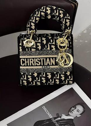 Жіноча сумка christian dior lady small чорний класик