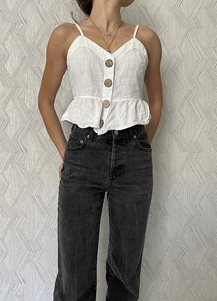 Лляний білий топ