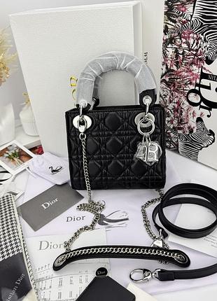 Сумка dior lady mini black silver
