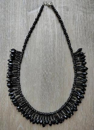 Винтажное колье, ожерелье, чокер, подвеска, бусы, кристаллы swarovski, чешский бисер, винтаж