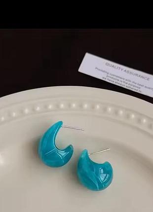 Сережки краплі голубі з розводами блакитні с.