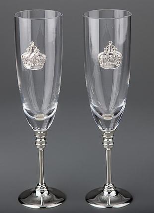 Свадебные бокалы на металлической ножке  veronese 2 шт 27 см 8212h-2pc