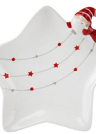 Блюдо подарочное новогодняя звезда 25х26х4,7 см керамика 14000-052