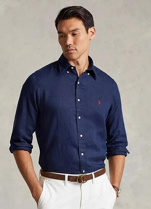Polo ralph lauren, 100% premium лен оригинал рубашка