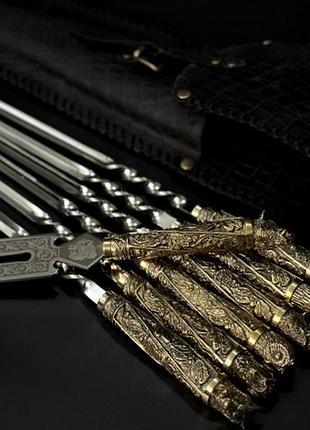 Набір шампурів люкс nb art звірі з вилкою в закритому сагайді 7 предметів 47330163