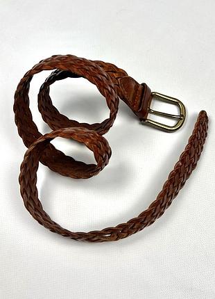 Massimo dutti leather knit belt шкіряний плетений ремінь